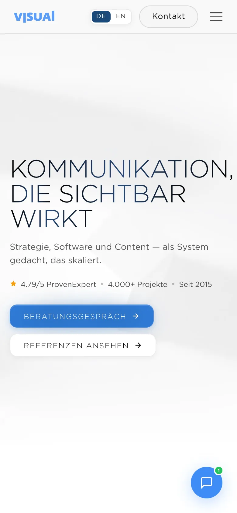 Startseite von vjsual.com auf dem Handy